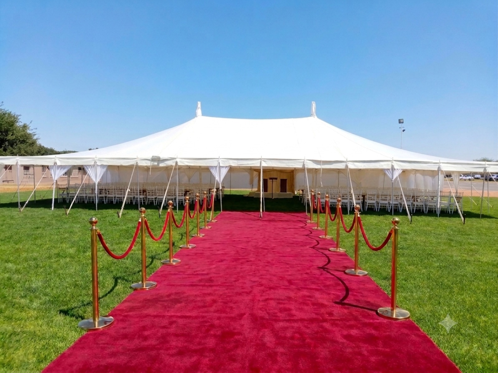 Peg & pole marquee with red carpet walkway