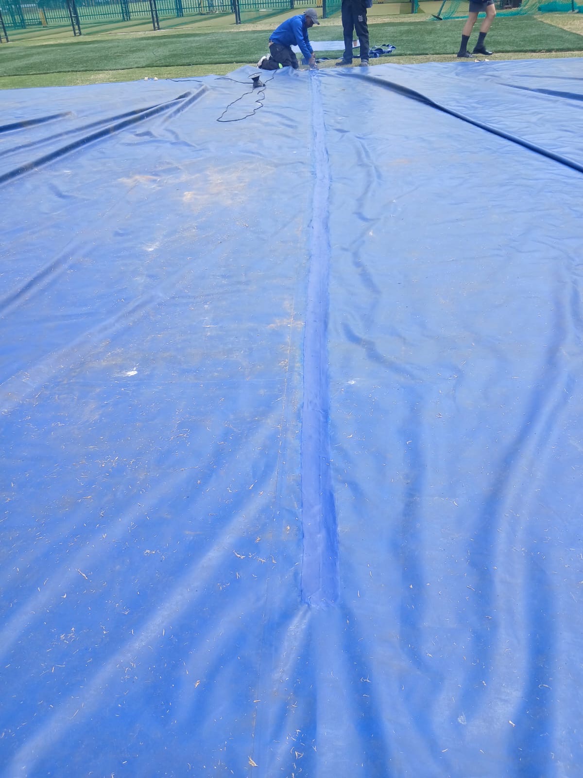 Repair to a cricket ground tarpaulin
