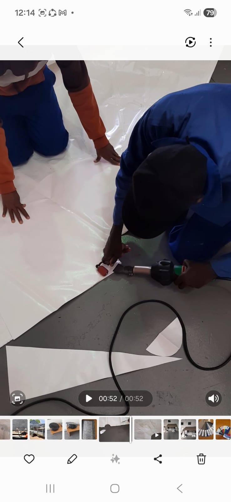 Marquee tent repair in the workshop